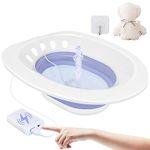 Electric Sitz Bath, Sitz Bath for Hemorrhoids, Sitz Bath for Toilet Seat, Sits Bath Kit for Women, for Soothes Hemorrhoids & Perineum, Automatic Flushing, Foldable, Fits Universal Toilet