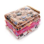 luciphia 1 Pack 3 Dog Blanket Made by Super Soft and Fluffy Premium Fleece Flannel Throw Ideal for Dogs Cats Puppies Pack of 3 Pcs (Paw, Medium 30 * 20")