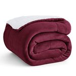 Bedsure Sherpa Fleece Throw Blanket for Couch - Thick and Warm Blankets, Soft and Fuzzy Throw Blanket for Sofa, Wine Red, 50x60 Inches