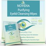 NOVEHA Eyelid Wipes 60 PCs | Gentle Daily Eye Cleansing Wipes for Lids, Lashes & Sensitive Skin | Hypoallergenic Pre-Moistened Wipes | Pack of 60