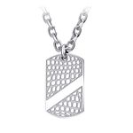 555Jewelry 4mm Chain Mens Stainless Steel Necklace Croc Patterned Mens Dog Tag Necklace Pendant, Dog Tag Chains for Men, Mens Necklace, 24 Inches, Silver