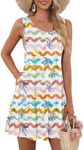 AUSELILY Women's Summer Dress Sleeveless Floral Mini Dresses with Pockets Bohemian Dress 2025 New Striped Dot Coconut 2XL
