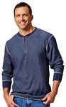 Wrangler Authentics Men's Long Sleeve Waffle Henley Shirt, Mood Indigo, Large