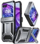 Poetic Spartan Case for Motorola Moto Razr 50 Ultra 2024,[Kickstand][Hinge Protection], Full-Body Rugged Shockproof Protective Cover with Kickstand, Metallic Gun Metal