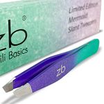 Zizzili Basics Tweezers - Limited Edition Mermaid Slant Tip - Best Tweezer for Eyebrow, Facial Hair Removal and your Precision Needs