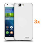 REY Pack 3x Case Flexible Silicone TPU for HUAWEI ASCEND G7, Ultra Thin 0.33mm, Crystal Clear