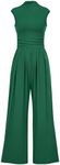 KIRUNDO Womens Jumpsuit Dressy Casual Summer Outfits One Piece Cap Sleeve Mock Neck Wide Leg Pants Rompers with Pockets(Green, Medium)