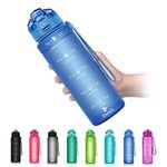 Zounich Sports Water Bottle Kids with Times to Drink Leakproof 1L / 700ml / 500ml 1Litre Drink Bottles BPA Free Motivational Adults, Gym, School, Running, Travel, Girls, Boys, Filter Reusable