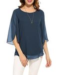 PLADO Womens Georgette Regular Fit Top (X-Large, Peacock Blue)