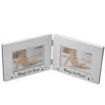 Aluminium Double Photo Frame 4"x2.5" Baby's 1st & 2nd Scan Sonogram Picture Baby CG737