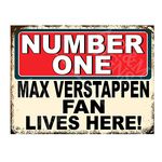 Metal Sign Plaque Poster Print Number One Max Verstappen Fan Lives Here Gift Dad Mum Man Cave Shed Home Bar Ref5667 (10x8 inches (Approx) 25cmx20cm)