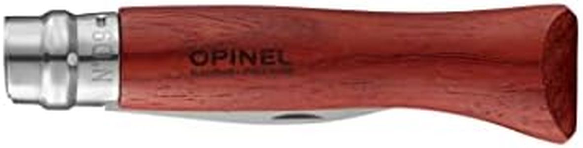 Opinel Austern Messer - Größe 9 - Stahl 12C27 Sandvik - rostfrei - Padouk Holzgriff - Virobloc Sicherung, Braun
