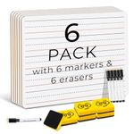 Double Sided Dry Erase Boards - Lined/Plain, Ohuhu 6-Pack 9 x 12 Inch Whiteboards Set, Including 6 x Lap Board, 6 x Black Markers, 6 x White Boards Eraser, Individual White Boards Classroom Supplies