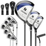 Tangkula 9 Pieces Men's Complete Golf Club Set Right Handed, Includes 460cc Alloy #1 Driver & #3 Fairway Wood & #4 Hybrid & #6/#7/#8/#9/#P Irons, Putter & 3 Head Covers