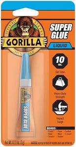 Gorilla Glue Super Glue 3g Liquid. Repairs & Bonds Plastic, Wood, Metal, Ceramic, Rubber, Leather, Shoe, Paper. Fast Setting, No Run Superglue with Anti-Clog Cap. Strong, All -Purpose Adhesive. Clear