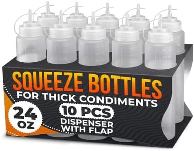 10-Pack Plastic Condiment Squeeze Bottles 24 oz – Refillable Squirt Bottles with Narrow Tip Leak-Resistant | Great for Oil, Sauces, Ketchup, Dressing, Mayonnaise, Syrup, Easter BBQ, Kitchen & Catering