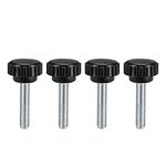 uxcell M6 x 25mm Metric Male Thread Knurled Clamping Knobs Grip Thumb Screw on Type Plastic Threaded Hand Bolt Knobs Black 4 Pcs