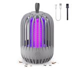 PAIKOE Bug Zapper, 2 in 1 Electric Mosquito Zappers for Outdoor and Indoor 3000V/5W Waterproof Fly Trap Portable Standing or Hanging for Home Backyard Patio (Gray)