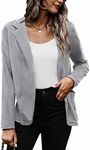 Zeagoo Women Long Sleeve Blazer Open Front Cardigan Jacket Work Office Suit Outwear Grey