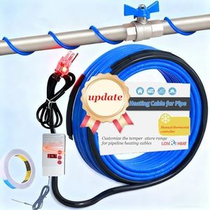 30FT Heat Tape for Water Pipes, Deicing Heating Cable, Freeze Protected -40°F with LED Manual Thermostat, Water Pipe Heating Cable IP68 Waterproof 7W/FT 110V,for Roof/RV/Water Storage Tank
