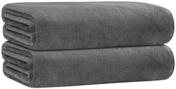 JML Bath Towels, 2 Pack 30" x 60" Microfiber Bath Towel Set (1.5 lb), Soft Absorbent Microfiber Towels for Body, No Fading Microfiber Bath Towels for Adult, Grey