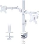 BONTEC Dual Monitor Stand for 13-27 inch Screens, Ergonomic Double Monitor Mount Stands for Desks, Height Adjustable Dual Monitor Arm Bracket Tilt 90° Swivel 180° Rotate 360°, VESA 75/100 White