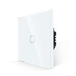 JIMEIDA Touch Light Switch, No Neutral Wire Required, Single White Light Switch with LED Backlight, 1 Gang 1 Way Wall Switch and Screwless Glass Plate, 500W, AC 240V