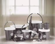 Liza Plastic Jumbo Bucket, Tub & Mug Bathroom Set 11 pcs, Heavy Duty, Large Capacity (Z- Black)