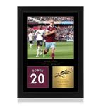 Win FC Jarrod Bowen A4 Framed Photo Display - Reproduced Digital Signature - Gift For West Ham Fans