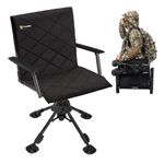 TideWe Hunting Chair with Seat Cover, 360 Degree Silent Swivel Blind Folding Chair, 4 Legs Adjustable Height Hunting Seats with Armrest, Portable Comfortable Stable Ground Hunting Chair