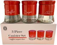 The House of Florence Glass Canisters 3 Piece Set, Red