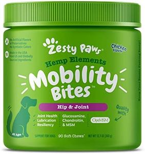 Zesty Paws Glucosamine Dogs with Hemp - Hip & Joint Dog Supplement with Chondroitin, Curcumin, Organic Turmeric & Msm + Omega 3 - Soft Chews Mobility and Arthritis Relief Hips & Joints - 90 Count