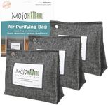 Moso Natural Air Purifying Bag 300g (3 Pack). A Scent Free Odour Eliminator for Closets, Bathrooms, Laundry Rooms, Pet Areas. Premium Moso Bamboo Charcoal Odour Absorber. Freestanding Design.