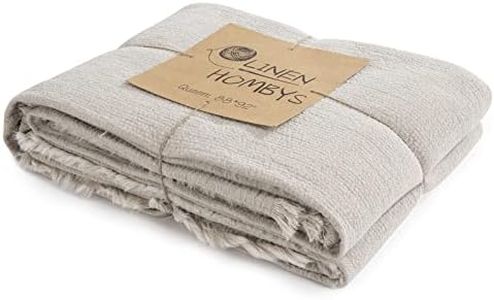 HOMBYS 88"x92" 100% Pure Linen Oversized King Blanket-Soft Linen Reversible Throw Blanket in Natural Linen Color Bed Blanket (Flax Color, 88"x92")