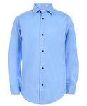 Calvin Klein Big Boys' Long Sleeve Sateen Dress Shirt, Light Blue, 14