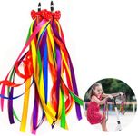 1 Pair Bike Tassels for Girls,Rainbow Bike Handlebar Streamers girls,Bow knot Bicycle Grips Tassel Ribbons,20 Inches Handlebar Ribbons,Childrens Bike Streamers,Bike Tassels for Scooter tricycle