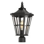 Emliviar Outdoor Lamp Post Light Fixture - 19 Inch Large Post Lantern Light, Black Finish with Clear Glass, XE221P BK