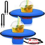 2 pcs Neoprene Floating Drink Holder for Pool - Large Size - Floating Coaster Pool Drink Holder Blue for Swimming Pool - Pool Cup Holders for Drinks Standard Size 20oz-24oz