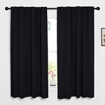 NICETOWN Black Out Curtains 63 Inches Long 2 Panels Back Tab Window Treatment - Halloween Room Darkening Curtain Drapes Thermal Insulated Rod Pocket for Living Room/Bedroom (52 W × 63 L, Black, 2 Pc)