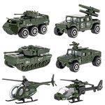 Shellvcase Shellvcase Die-cast Military Vehicles, Metal Army Vehicles Toys 6 in 1 Assorted Amy Car Models Tank,Jeep,Anti-Air Vehicle,Helicopter Armored Car Gift Set for Kids Toddlers Boys (Army Vehicl