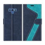 MOBESV Phone Cover For Samsung Galaxy Note 9, Flip Wallet Case for Samsung Galaxy Note 9 Phone Case, Dark Blue/Light Blue