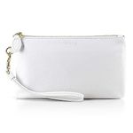 Befen Women Genuine Leather Clutch Wallet, Smartphone Wristlet Purse - Fit iPhone 8 Plus (True White)