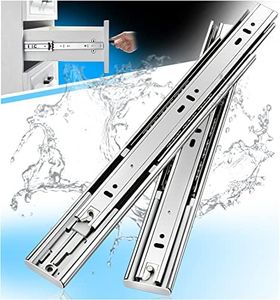 REGUDA Stainless Steel Soft Close Drawer Slides Ball Bearing 3 Folds Full Extension Side Mount Cabinet Runners Glides Rails Track 100 Lbs Load 10 12 14 16 18 20 22 24 Inch (1 Pair, 24 inch)
