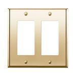 ENERLITES Decorator Switch or Receptacle Outlet Metal Wall Plate, Stainless Steel Corrosion Resistant, Size 2-Gang 4.50" x 4.57", 7732-PB, Polished Brass, Gold