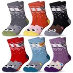 Eocom Kids Wool Socks For Boys Girls Warm Hiking Thermal Winter Cozy Soft Thick Toddlers Crew Boot Socks 6 Pairs, 6 Pairs Bear, 4-7 Years