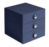 InterDesign 3 Drawer Storage Organizer for Cosmetics, Makeup, Beauty Products and Office Supplies, Navy