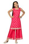 Jwalin Girl's Taffeta kurta And Palazzo Suit Sets (JWGSET00098 RED 40_Red_13-14 Yrs)