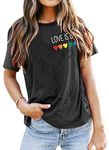 MEESHEEP Womens Pride Shirts LGBT Tshirt Rainbow Heart Graphic Short Sleeve Gay Pride Tee Tops