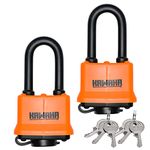 KAWAHA 91/40L-2P 1.7in. Long Shackle Waterproof Laminated Padlock with Key(Keyed Alike, Heavy Duty, Laminated Steel Body with Thermoplastic Case) for Locker, Garage, Fence, Shed, Outdoor-45mm L*2