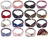 15 Pack Fashion Hair Bands Print Headbands, Headbands for Women Non Slip Twist Hair Bands for Short & Long Hair Criss Cross Elastic Twisted Head Wrap Knotted Hair Band.